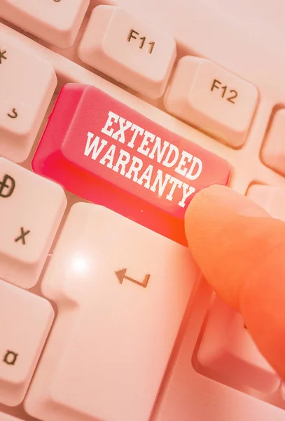 Writing Note Showing Extended Warranty Business Concept Contract Which Gives — Stok fotoğraf