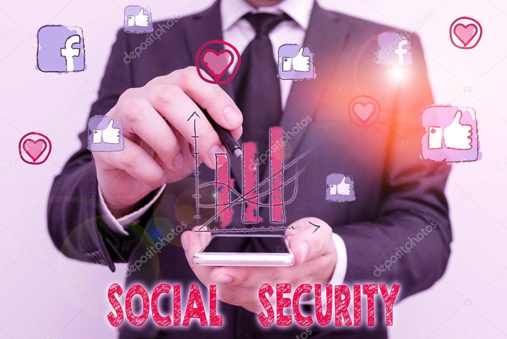 Word writing text Social Security. Business photo showcasing government system that provide monetary assistance to people