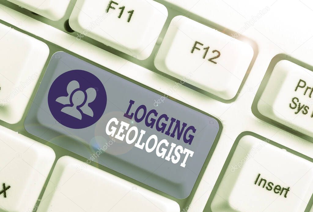 Text sign showing Logging Geologist. Business photo showcasing Layout and execution of definition diamond drill programs