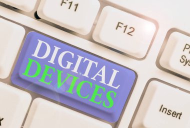 Dijital Aygıtları gösteren kavramsal el yazısı. Kavram, mikro denetleyici içeren fiziksel ekipman birimi anlamına gelir.