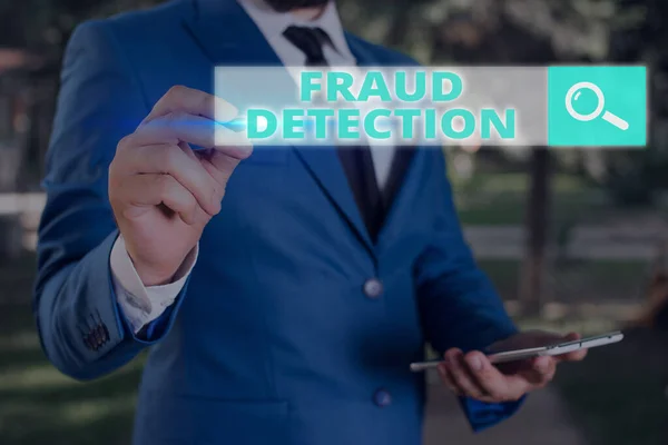 Handwriting text Fraud Detection. Concept meaning identification of actual or expected fraud to take place. — Stock Photo, Image