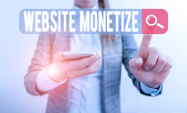 Text Sign Showing Website Monetize Business Photo Showcasing Ability Generate — 스톡 사진
