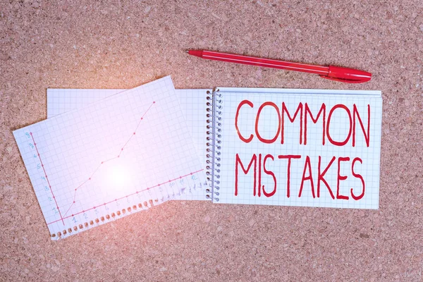 Escrita Mão Conceitual Mostrando Erros Comuns Conceito Que Significa Ações — Fotografia de Stock
