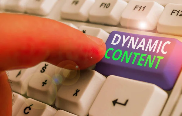Writing note showing Dynamic Content. Business concept for web content that changes based on the behavior of the user