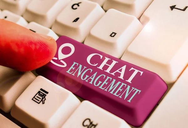 Texto Caligrafia Chat Engagement Cliente Foto Conceitual Interage Diretamente Com — Fotografia de Stock