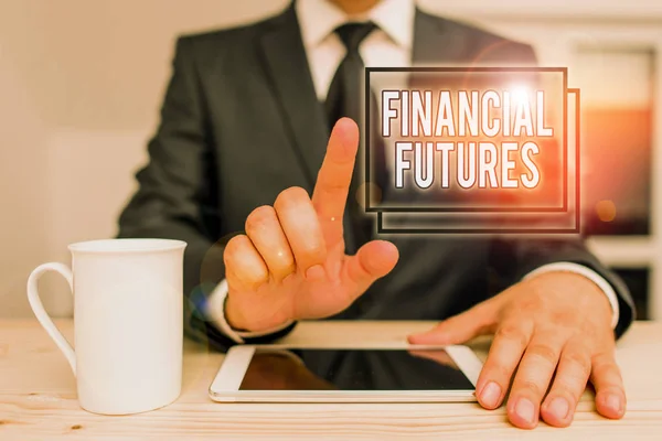 Κείμενο Που Δείχνει Financial Futures Επαγγελματική Σύμβαση Φωτογραφία Κείμενο Για — Φωτογραφία Αρχείου