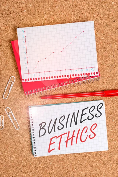 Text Sign Showing Business Ethics Business Photo Showcasing Study Appropriate — Stock Photo, Image