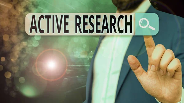 Kézírás Szöveg Aktív Kutatás Koncepcionális Fotó Cselekvés Kutatás Egyidejű Folyamata — Stock Fotó
