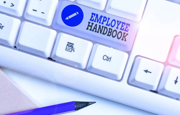 Word writing text Employee Handbook. Business photo showcasing states the rules and regulations and policies of a company