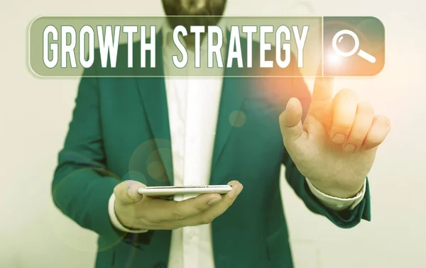 Textzeichen Mit Wachstumsstrategie Business Fototext Die Methode Mit Der Ein — Stockfoto