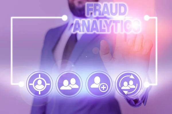Skriva lapp som visar bedrägerimetoder. Företagsfoto som visar identifiering av faktiska eller förväntade bedrägerier. — Stockfoto