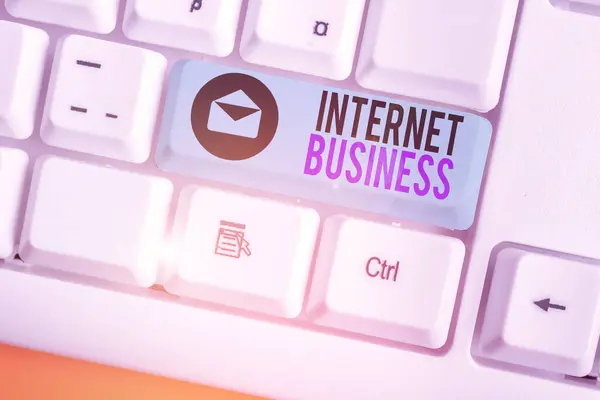 Escrita Mão Conceitual Mostrando Internet Business Conceito Que Significa Negócios — Fotografia de Stock