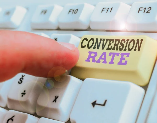 Schreiben Notiz Zeigt Conversion Rate Geschäftskonzept Für Die Anzahl Der — Stockfoto