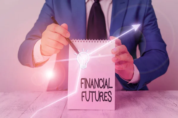 Εννοιολογική Γραφή Χέρι Που Δείχνει Financial Futures Έννοια Σημαίνει Συμβόλαιο — Φωτογραφία Αρχείου
