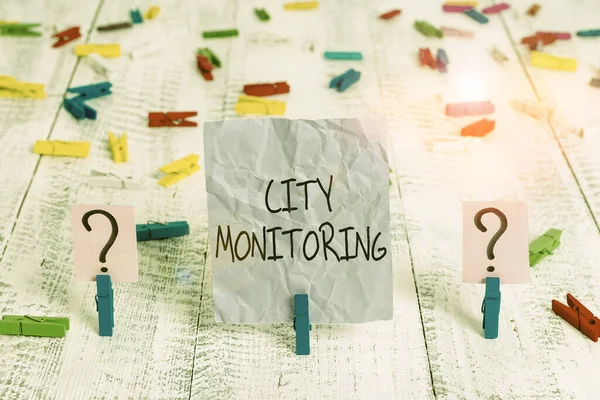 Ordskrivning Text City Monitoring Företagsfoto Visa Upp Indikator Nivå Analys — Stockfoto