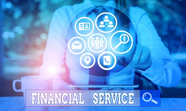 Nota Escrita Mostrando Serviço Financeiro Conceito Empresa Para Serviços Económicos — Fotografia de Stock