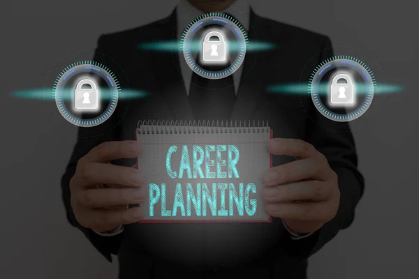 Text sign showing Career Planning. Conceptual photo individuals long process of setting up demonstrating career.