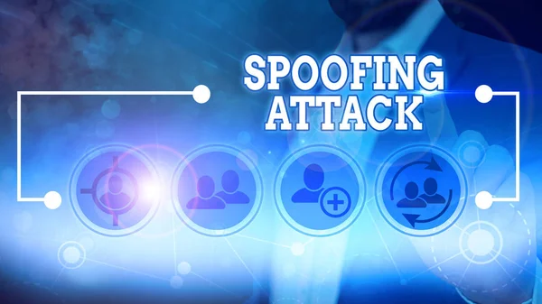 Texto Escritura Palabras Spoofing Attack Foto Comercial Que Muestra Suplantación — Foto de Stock