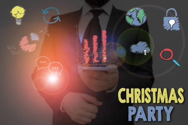 Text sign showing Christmas Party. Conceptual photo annual festival commemorating the birth of Jesus Christ. — Stock Photo, Image