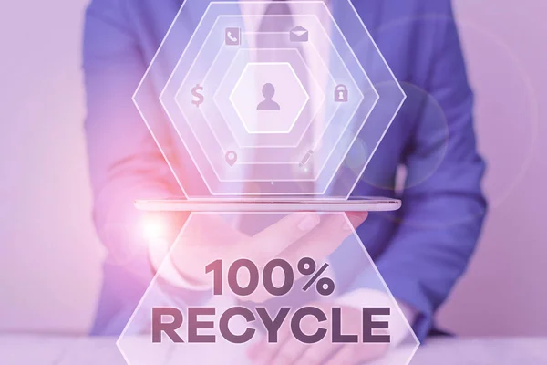 Handwriting Text 100 Percent Recycle Conceptual Photo Contains 100 Percent — Stock Photo, Image