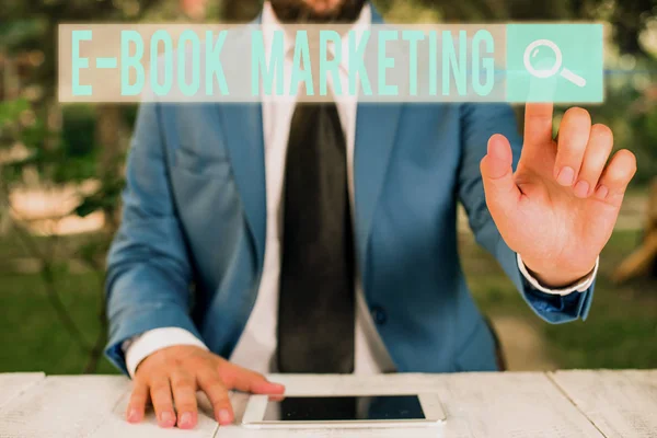Pisanie Tekstu Book Marketing Zdjęcie Biznesowe Prezentujące Plik Cyfrowy Który — Zdjęcie stockowe