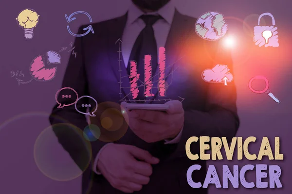 Text sign showing Cervical Cancer. Business photo showcasing type of cancer that occurs in the cells of the cervix