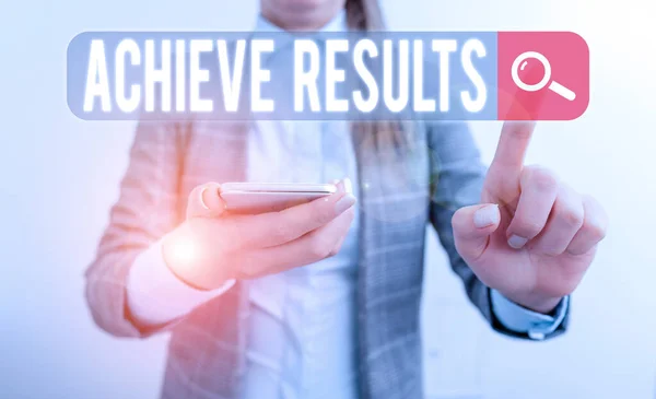 Text Sign Showing Achieve Results Business Photo Showcasing Succeed Finishing — Stok fotoğraf