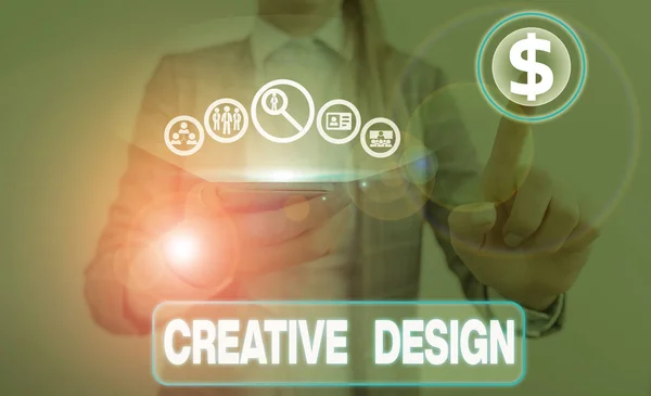 Nota Escrita Mostrando Design Criativo Conceito Negócio Para Subconjunto Comunicação — Fotografia de Stock