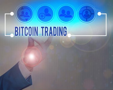Bitcoin ticaretini gösteren bir not yazıyorum. Borsada kripto para alımı ve satışı konsepti