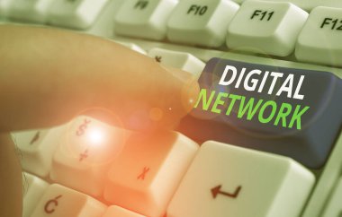 Writing note showing Digital Network. Business photo showcasing network incorporating digital switching and transmission. clipart