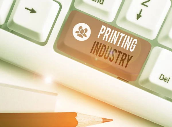 산업을 보여주는 텍스트 기호입니다 인쇄물 생산에 관여하는 비즈니스 — 스톡 사진