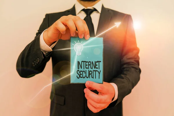 Ordskrivning Text Internet Security Affärsfoto Visa Upp Säkerhet Som Behandlar — Stockfoto