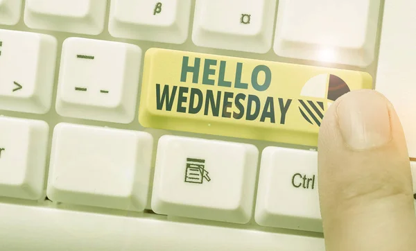 Señal de texto que muestra Hello Wednesday. Foto conceptual Hump day Medio día de la semana laboral del calendario . —  Fotos de Stock