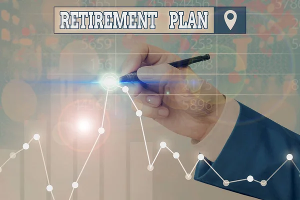 Píšu Zprávu Která Ukazuje Penzijní Plán Obchodní Koncepce Plánu Vyčlenit — Stock fotografie