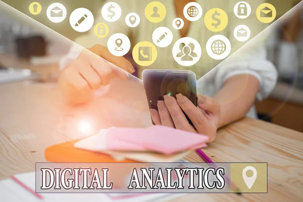Text sign showing Digital Analytics. Business photo text the analysis of qualitative and quantitative data