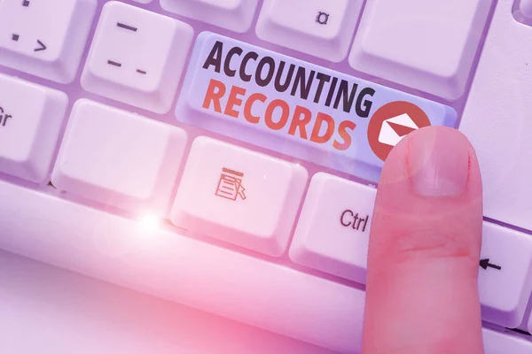 Writing Note Showing Accounting Records Business Concept Manual Computerized Records — Stock Photo, Image
