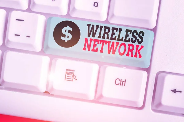 Writing note showing Wireless Network. Business concept for computer network that uses wireless data connections