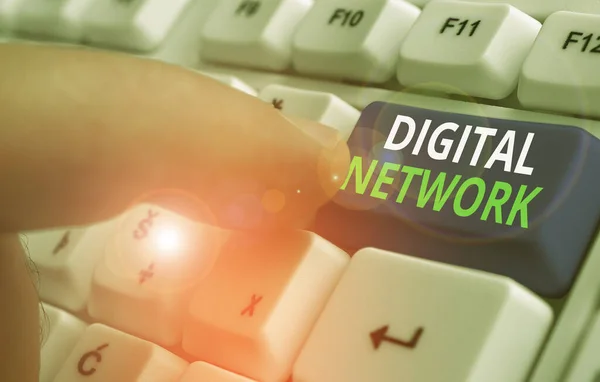 Writing note showing Digital Network. Business photo showcasing network incorporating digital switching and transmission. — Stock Photo, Image