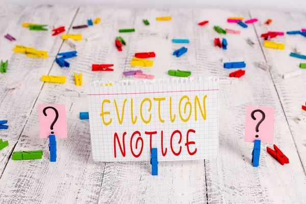 Tekst Napisany Przez Słowo Eviction Notice Biznesowe Zdjęcie Wyprzedzeniem Informujące — Zdjęcie stockowe
