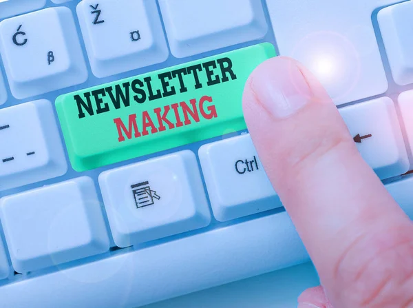 Εννοιολογική Γραφή Χέρι Δείχνει Newsletter Making Έννοια Που Σημαίνει Τυπωμένη — Φωτογραφία Αρχείου