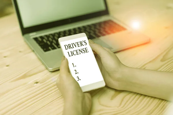 Tekst Schrijven Driver License Bedrijfsfoto Met Een Document Waarmee Een — Stockfoto