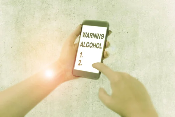 Szövegírás Figyelmeztet Alkoholra Üzleti Fotó Bemutató Üzenetek Jelennek Meg Alkoholtartalmú — Stock Fotó