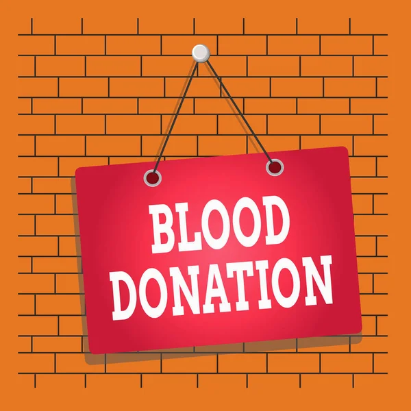 Text Sign Showing Blood Donation Business Photo Showcasing Process Collecting — Stock Photo, Image