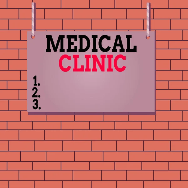 Textschild Mit Medizinischer Klinik Business Foto Text Einrichtung Die Erster — Stockfoto