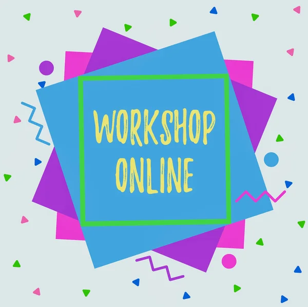 Υπογραφή Κειμένου Που Δείχνει Workshop Online Επαγγελματική Φωτογραφία Προβάλλοντας Ομάδα — Φωτογραφία Αρχείου