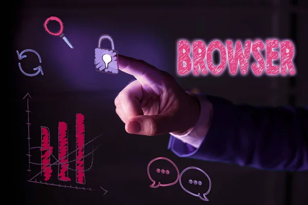 Nota Escritura Que Muestra Browser Concepto Negocio Para Programa Informático — Foto de Stock