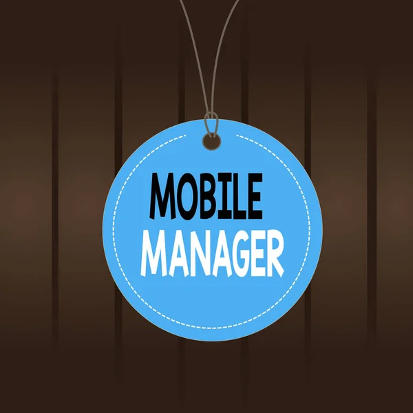 Schrijfbriefje Met Mobile Manager Bedrijfsconcept Voor Monitoren Analyseren Beveiligen Van — Stockfoto