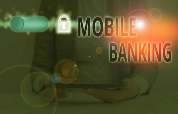 Kézírás Sms Mobil Banking Mobil Eszköz Koncepcionális Fotózása Online Banki — Stock Fotó