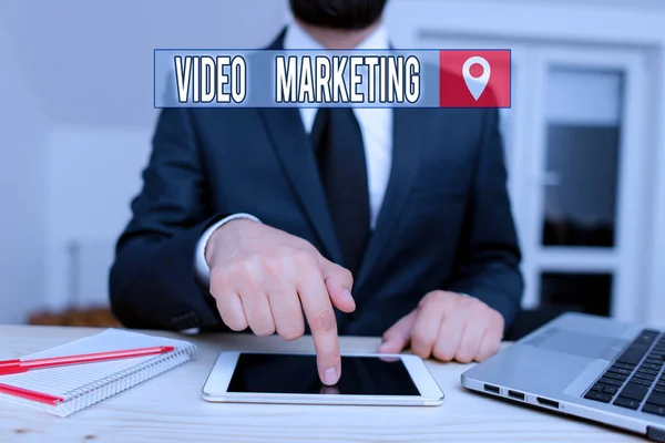 Escritura Manual Conceptual Mostrando Video Marketing Concepto Significado Integra Vídeo —  Fotos de Stock