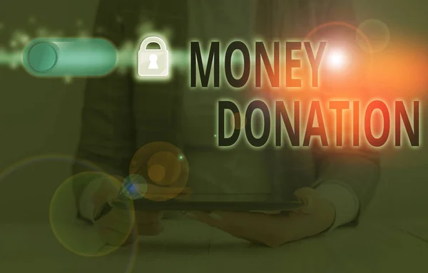 Handschriftliche Textgeldspende Konzeptionelles Foto Etwas Das Jemand Einer Wohltätigen Organisation — Stockfoto